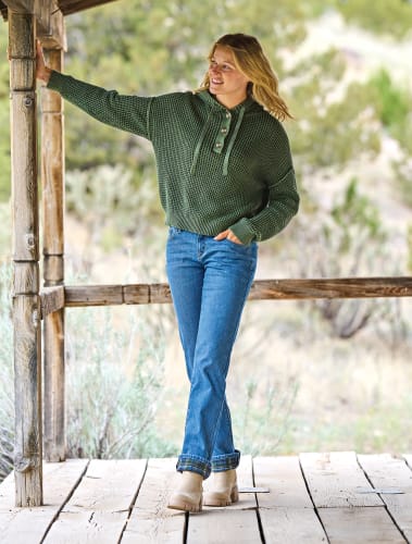 Natural Reflections Fleece-Lined Denim Jeans for Ladies