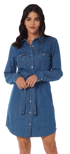 Wrangler Western Denim Long Sleeve Shirt Dress for Ladies Cabela s