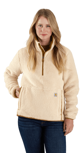 Carhartt XL Women s Oat Milk Black Fairisle Loose Fit Fleece Pullover