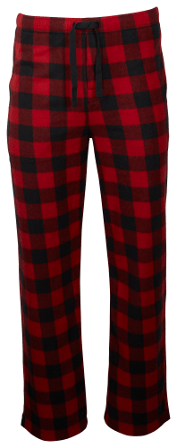 Mens Red & Black Plaid Fleece Pants