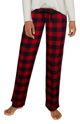 Girls Pajama Plaid PJ Cotton Pants Red White Black Navy Multi Color (M  Youth, BNRW)