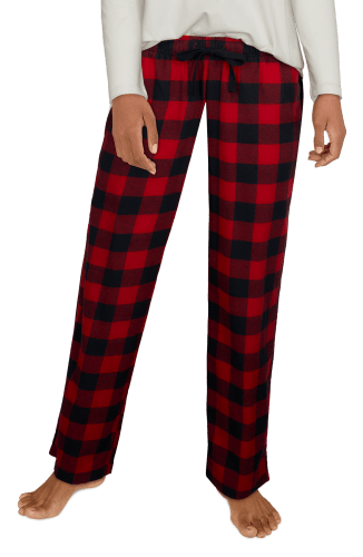 Women's Red & Black Plaid Flannel Pants