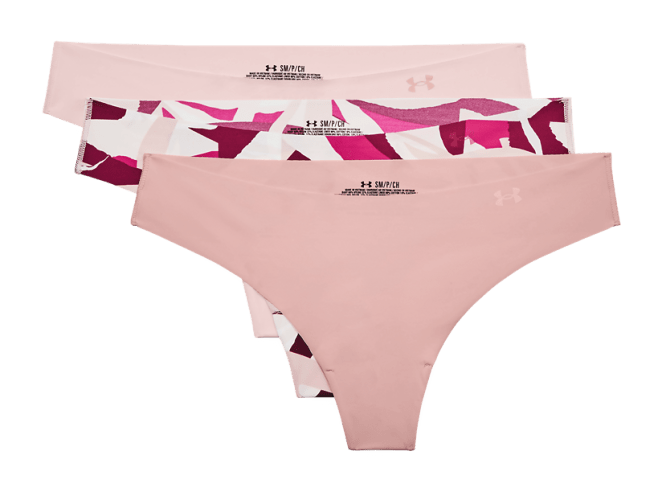 NWT Under Armour Pure Stretch Nude Thong Underwear 3-Pack Women's