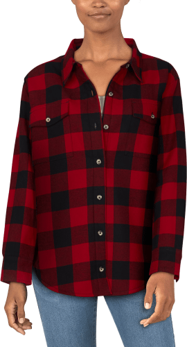 Natural Reflections Sherpa Lined Long Sleeve Flannel for Ladies