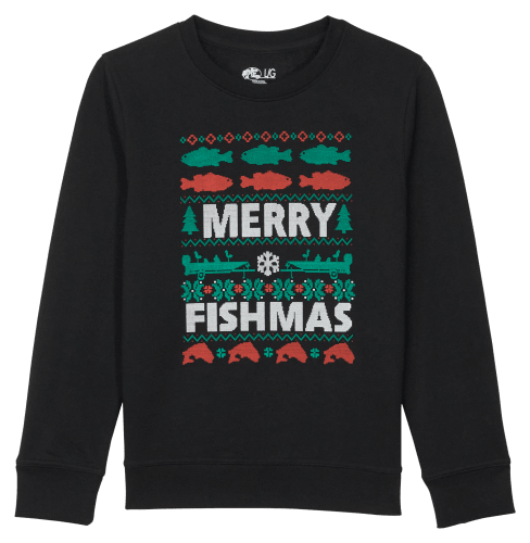 Merry Fishmas Bass Fish Fishing Christmas Ugly Sweater Xmas Back Print Long  Sleeve T-shirt