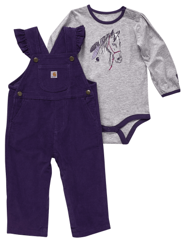 Carhartt Long Sleeve Bodysuit and Corduroy Overalls 2 Piece Set