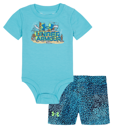 Under Armour Deep Sea Wordmark Short-Sleeve Bodysuit and Shorts Set for  Baby Boys