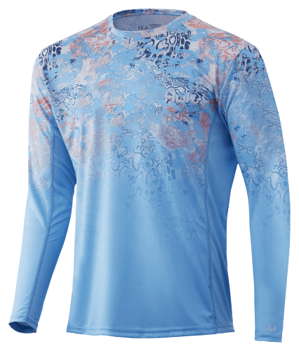 Huk Men's Icon X Performance Long Sleeve Fishing Shirt (Blue Refraction  Camo, S) 