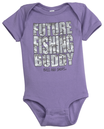 Bass Pro Shops Future Fishing Buddy Short-Sleeve Bodysuit for Babies - Granite Heather - 18 Months