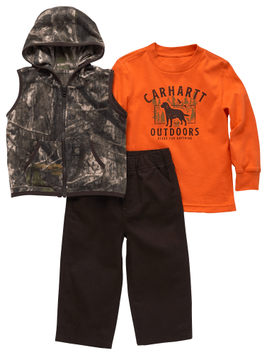 Carhartt Long-Sleeve T-Shirt, Camo Vest, and Canvas Pants 3-Piece Set for  Babies