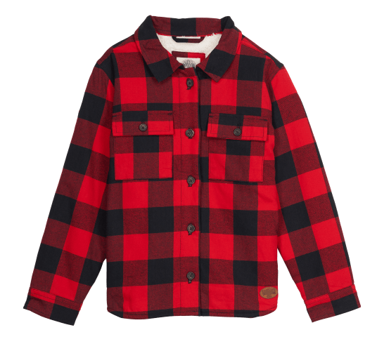 Outdoor Kids Sherpa-Lined Flannel Long-Sleeve Button-Down Shirt