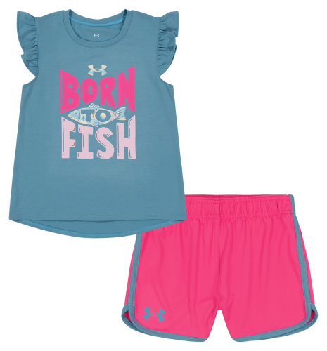 Under Armour Born to Fish Ruffled Short-Sleeve T-Shirt and Shorts Set for  Toddlers