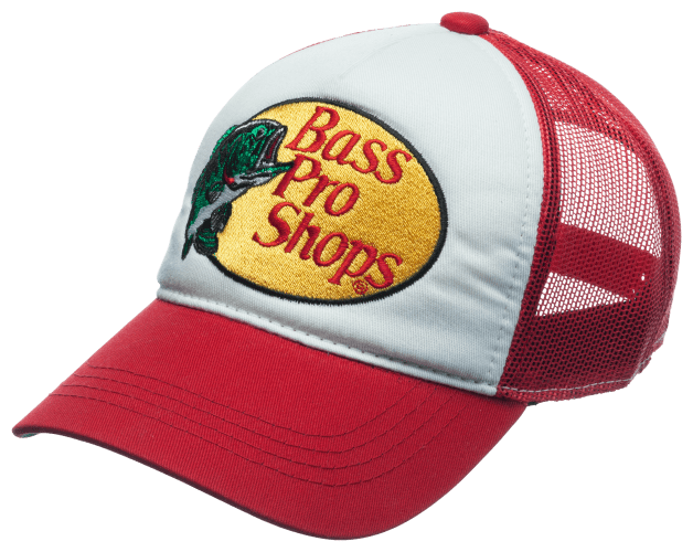 Bass Pro Shops Mesh Logo Trucker Hat for Kids - White/Red