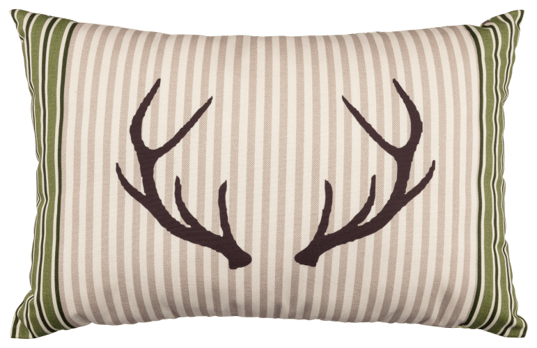 White River Home Antler and Stripes Outdoor Decorative Pillow