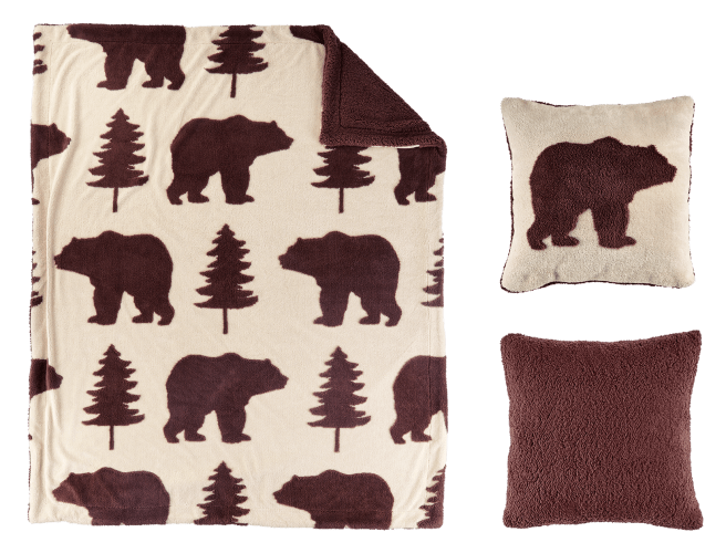 White River Home Bears 3 Piece Pillow Throw Set