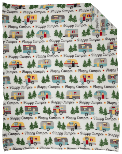 Happy camper fleece blanket store