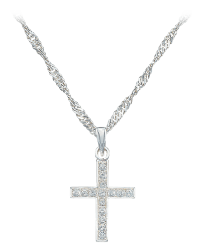 Silver rhinestone cross necklace deals