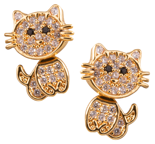Gold best sale cat earrings
