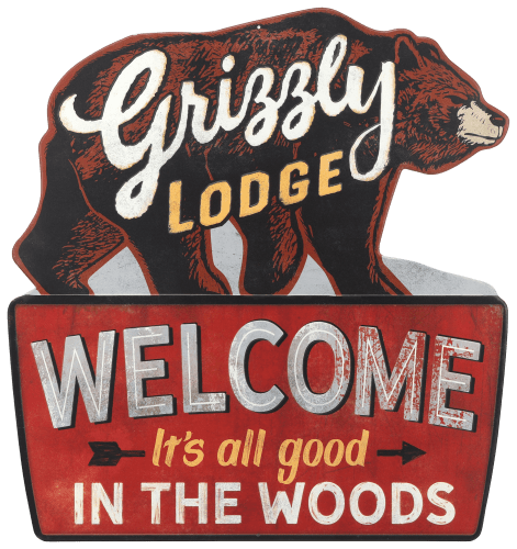 Open Road Brands Grizzly Lodge Merchant Tin Sign