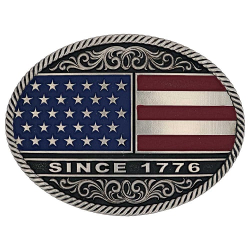 Montana Silversmiths Trimmed Circular American Flag Attitude Belt