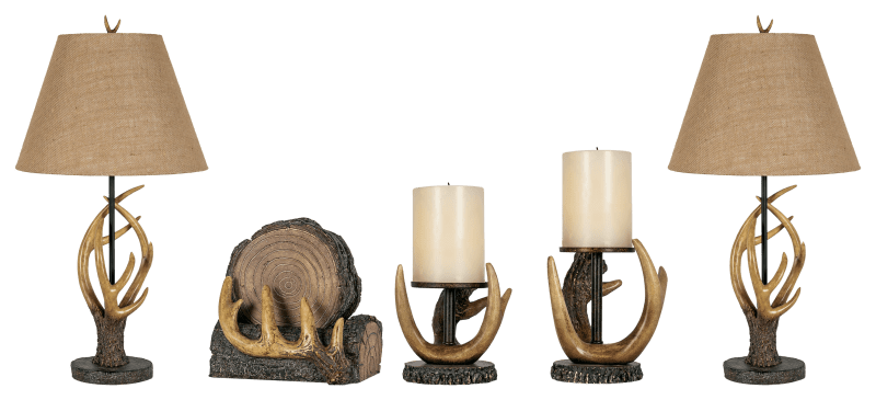 White River Home Antler Decor 5-Piece Table Lamps and Accessories Set - Non California Residents