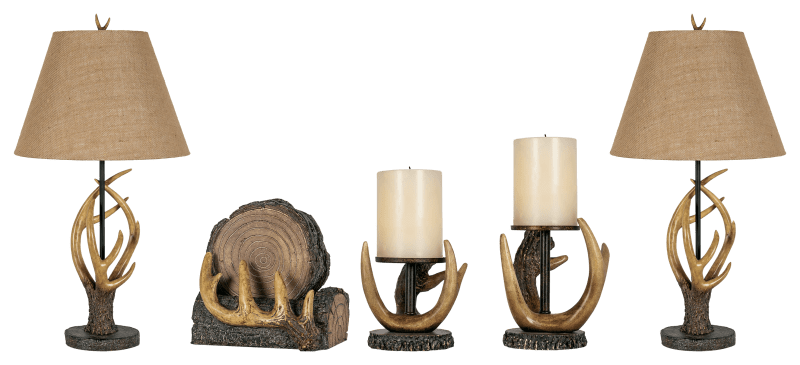 White River Home Antler Decor 5 Piece Table Lamps and Accessories Set