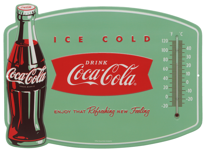 Open Road Brands Coca-Cola Ice Cold Metal Wall Thermometer