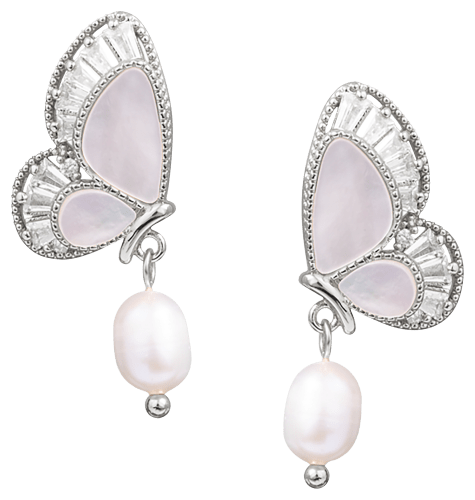 Pearl butterfly earrings sale