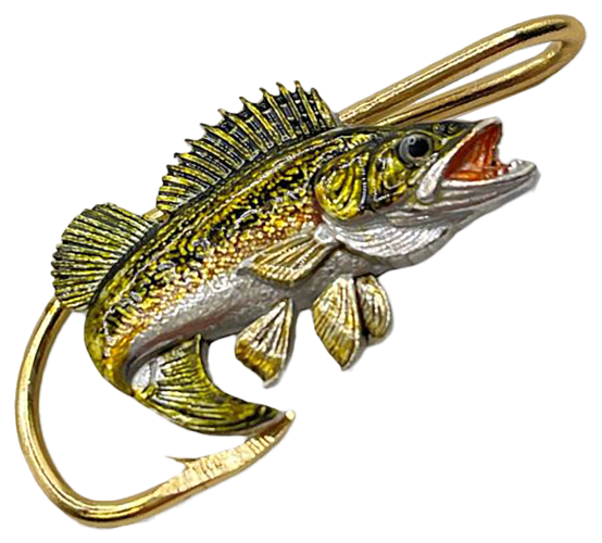 Hookits Walleye Fishing Hook Hat Pin Clip