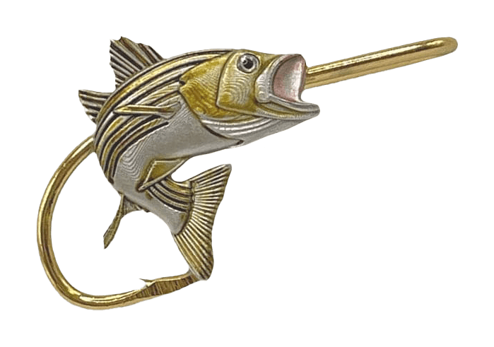 Hookits Striped Bass Fishing Hook Hat Pin Clip