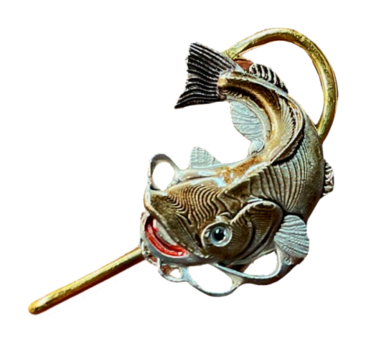 Hookits Flathead Catfish Fishing Hook Hat Pin Clip