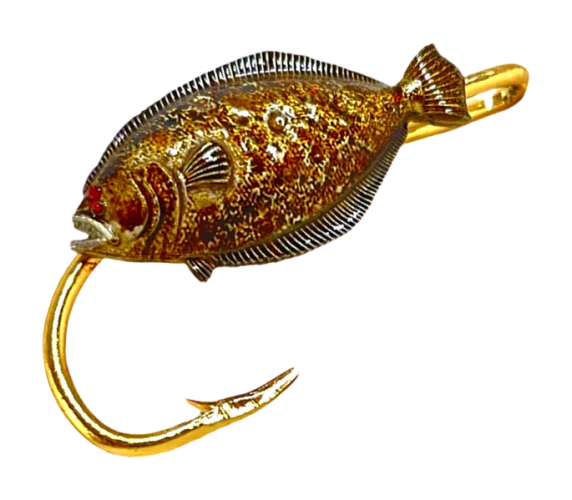 Hookits Black Bass Fishing Hook Hat Pin Clip