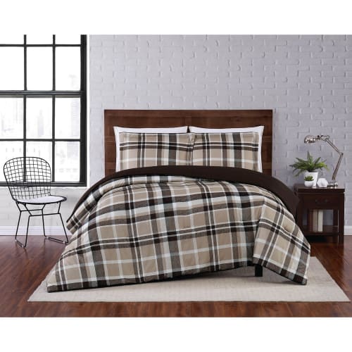 Truly Soft Paulette Plaid Comforter Set - Taupe - Twin XL