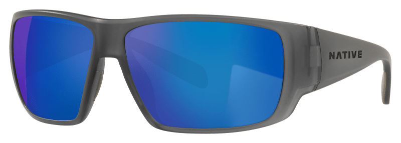 Native Eyewear Sightcaster Polarized Sunglasses Matte Smoke Crystal Blue Reflex