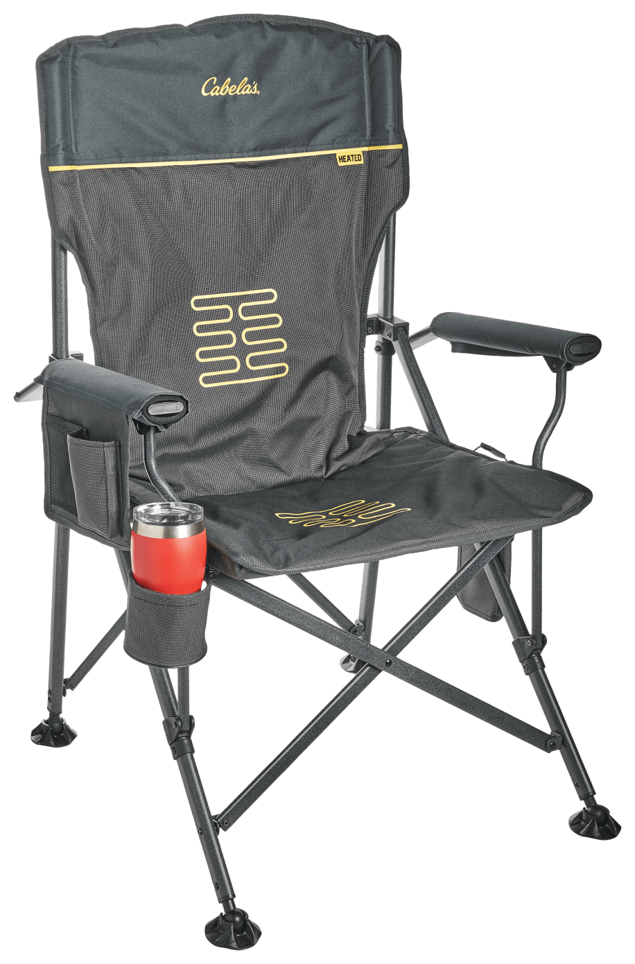 Cabela's Big Outdoorsman Heated Chair-Black/Gray - family fall camping trips