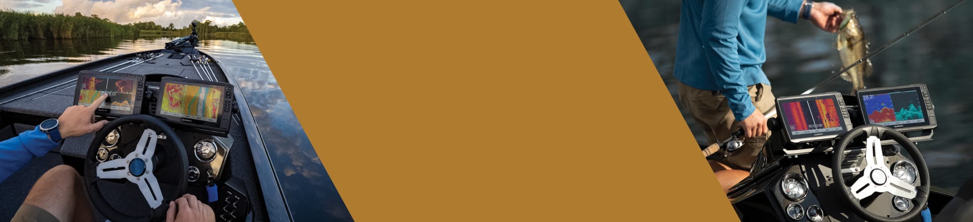 Man looking at fish finder on the water