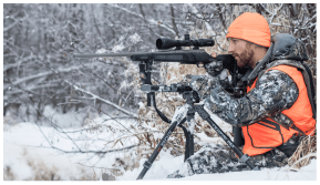 Man hunting with Fieldpod shooting tripod