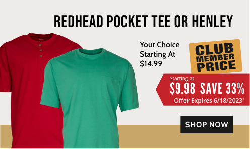 RedHead Pocket Tee or Henley