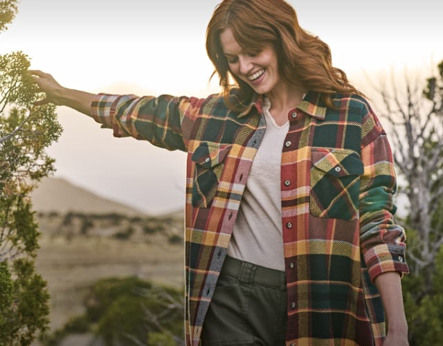 Woman in Fall Colored Flannel
