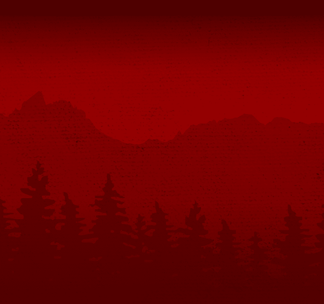 Red mountains and trees