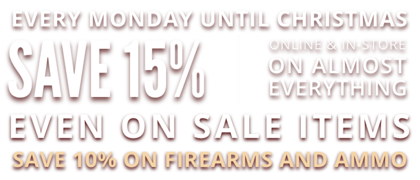 Save 15% online and in-store every monday until Christmas