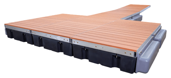 Patriot Docks T-Shaped Low-Profile Floating Dock with Aluminum Decking - Brown - 24'