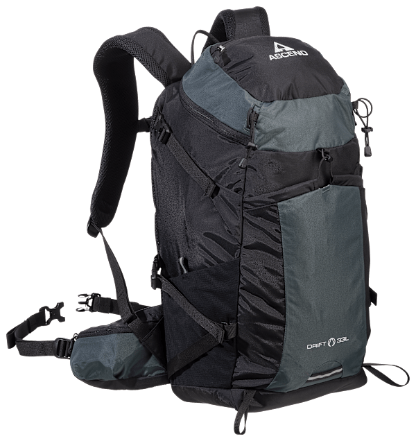 Ascend Drift 33L Hydration Backpack - Black/Forged Iron