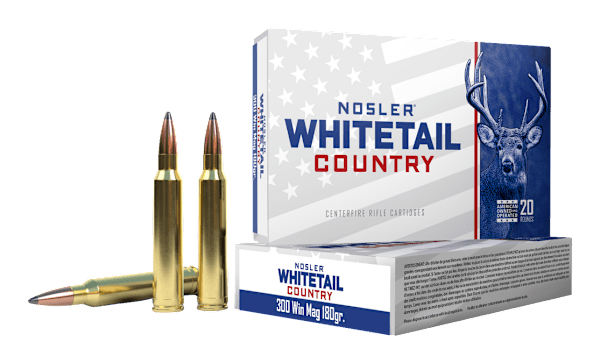 Nosler Whitetail Country .300 Winchester Magnum 180 Grain Solid Base Centerfire Rifle Ammo