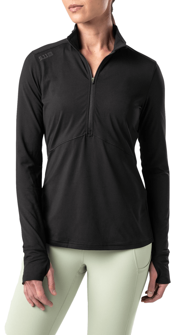 5.11 Tactical PT-R Catalyst Half-Zip Long-Sleeve Pullover for Ladies - Black - XS