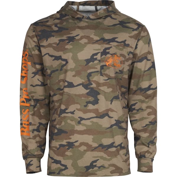 Bass Pro Shops Lightweight Long-Sleeve Hooded Tee for Men - Olive Camo - L