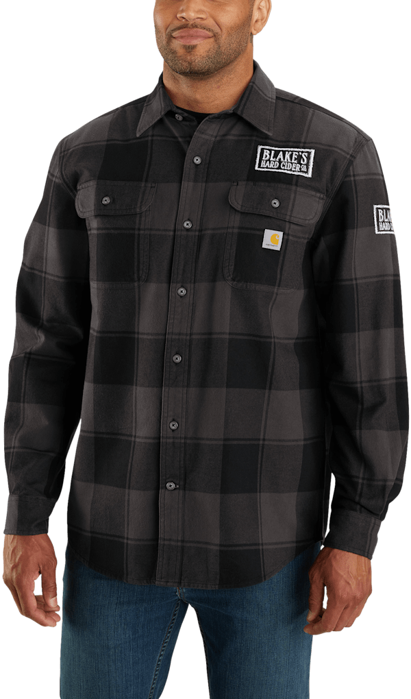 Carhartt Heavyweight Flannel Plaid Long-Sleeve Shirt for Men - Black - M