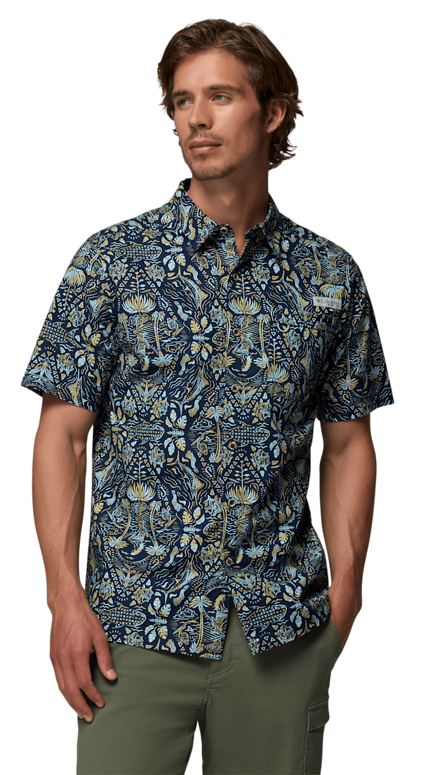 Columbia Wild Cast Camp Short-Sleeve Shirt - Collegiate Navy Seasirens - S