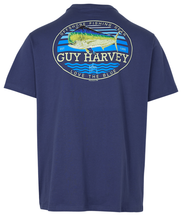 Guy Harvey Retro Style Mahi Short-Sleeve Pocket T-Shirt - Crown Blue - L