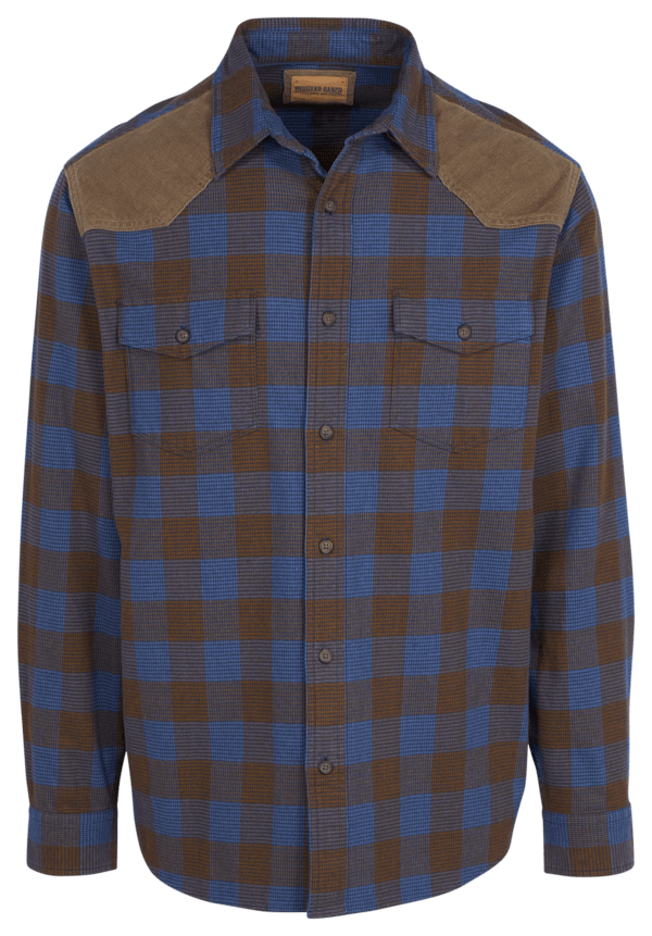 RedHead Ranch Stilwell Corduroy Trim Flannel Long-Sleeve Shirt for Men - Dark Navy - S
